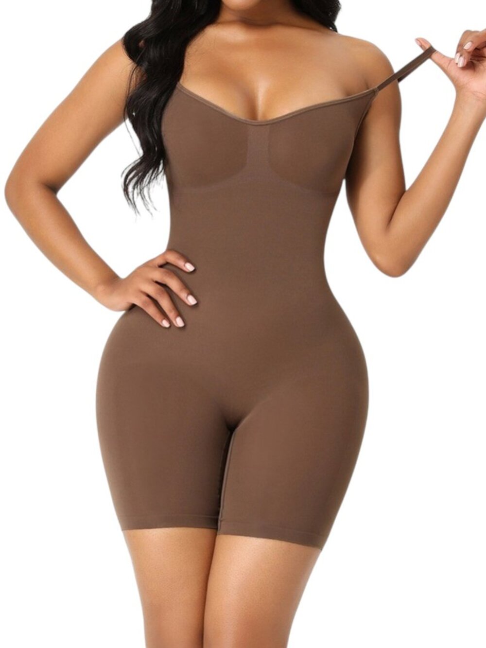 Seamless Brown Shapewear Full Bodysuit ✨ Sculpting & Smoothing Tummy Control